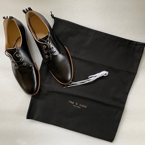 Rag & Bone Audrey Black Leather Oxfords - Picture 11 of 14